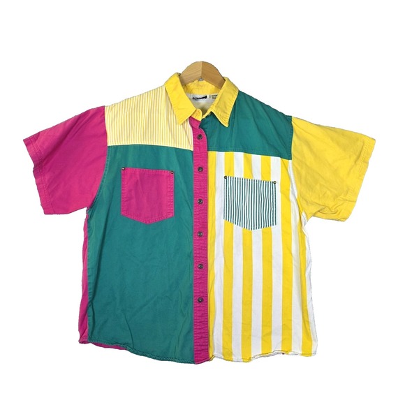 Gitano Other - VTG 90s Gitano Color Block Striped Shirt Large Unisex Cotton Hip Hop Kidcore